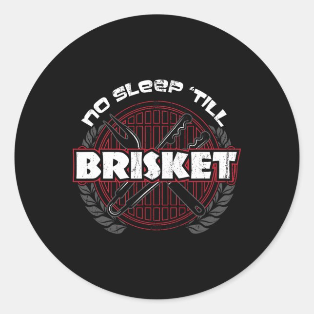 Sticker Rond Pas de sommeil jusqu'à Brisket - Funky Barbecue Gr (Devant)