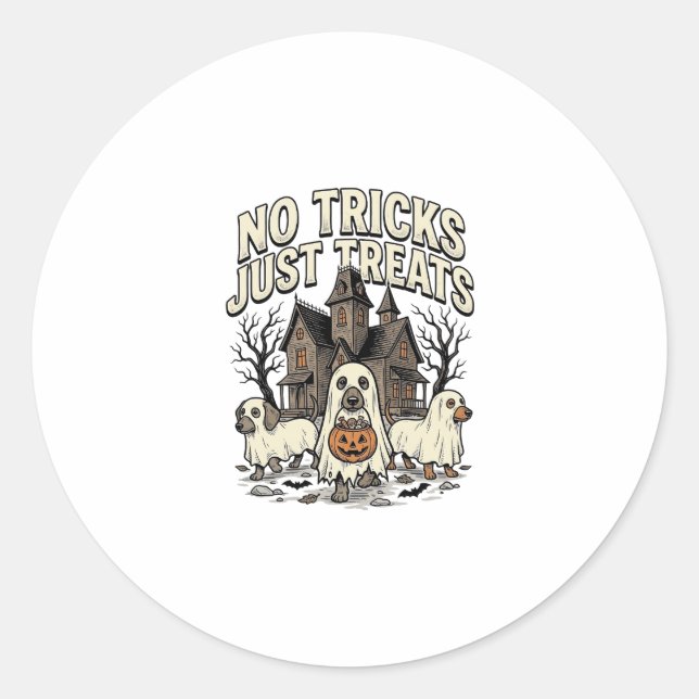 Sticker Rond Pas de tours juste des friandises Halloween Dachsh (Devant)