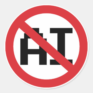 Sticker Rond Pas d'IA Intelligence Artificielle - Résister à l'