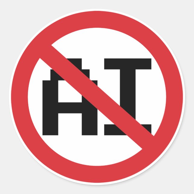 Sticker Rond Pas d'IA Intelligence Artificielle - Résister à l' (Devant)
