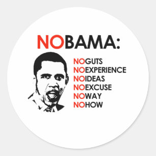 STICKER ROND PAS D'OBAMA, PAS DE MOYEN