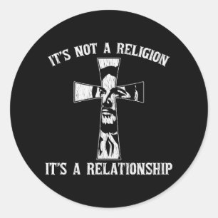 Sticker Rond Pas la religion C'est une relation Jésus chrétien