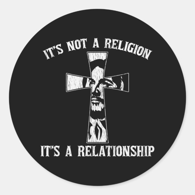 Sticker Rond Pas la religion C'est une relation Jésus chrétien (Devant)