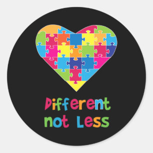 Sticker Rond Pas moins - Sensibilisation sur l'autisme Heart Pu