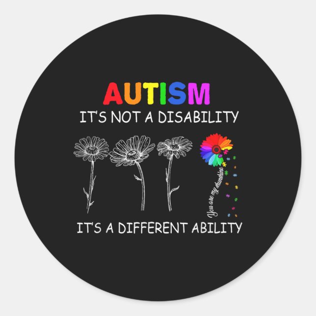 Sticker Rond Pas Un Handicap C'Est Une Capacité Différente - Au (Devant)