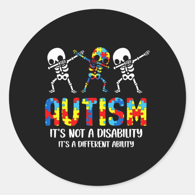 Sticker Rond Pas un handicap C'est une capacité différente Auti (Devant)