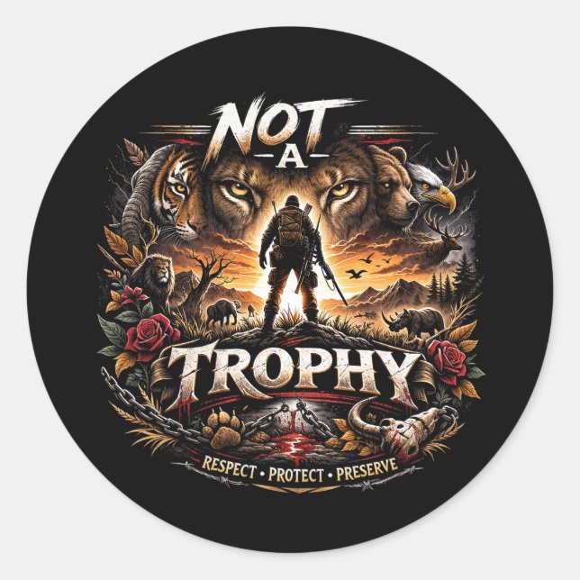 Sticker Rond Pas un Trophée (Devant)