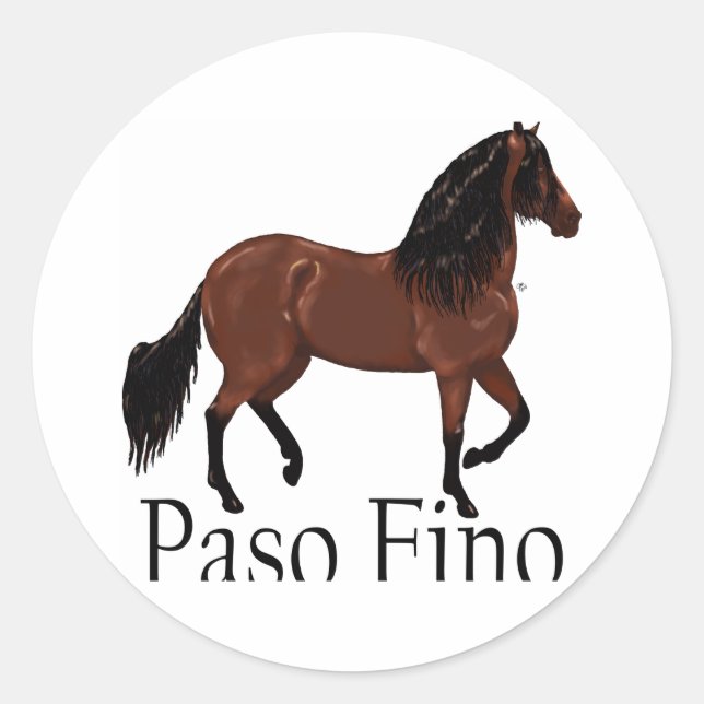 Sticker Rond Paso Fino Bay "Paso Fino" (Devant)