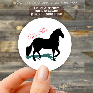 Sticker Rond Paso Fino Horse Silhouette Élégant Script