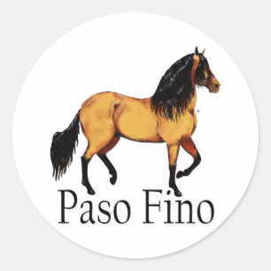 Sticker Rond Paso Horse Buckskin Paso Fino