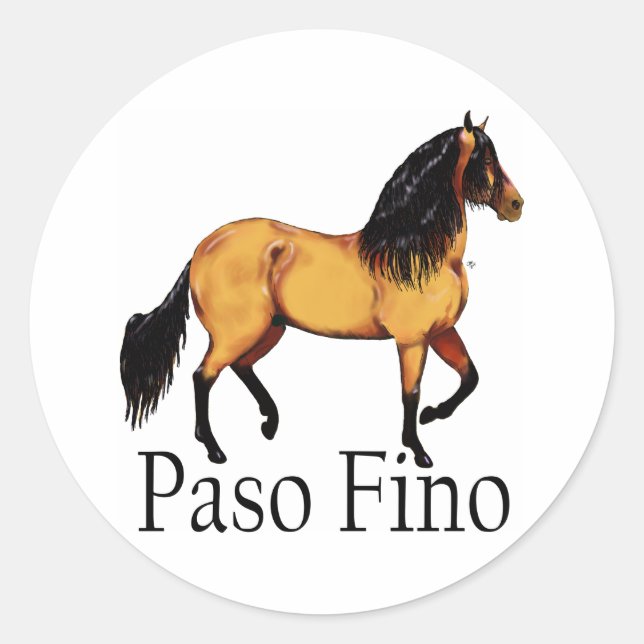 Sticker Rond Paso Horse Buckskin Paso Fino (Devant)