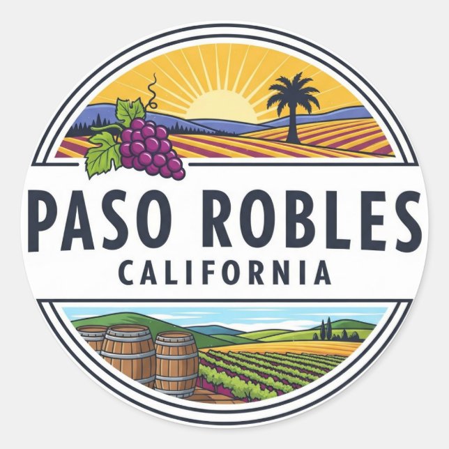 Sticker Rond Paso Robles California Central Coast (Devant)