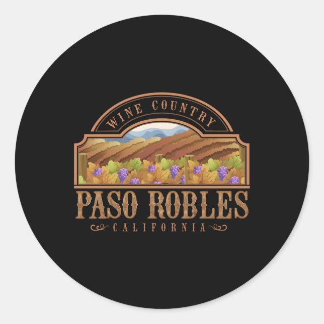 Sticker Rond Paso Robles Vins de Californie Pays Vin Dégustatio (Devant)