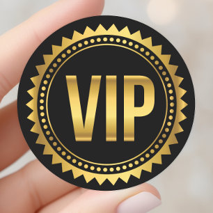 Sticker Rond Pass VIP fête rond doré et noir