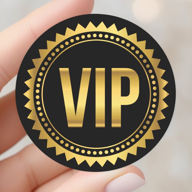 Sticker Rond Pass VIP fête rond doré et noir (Créateur téléchargé)