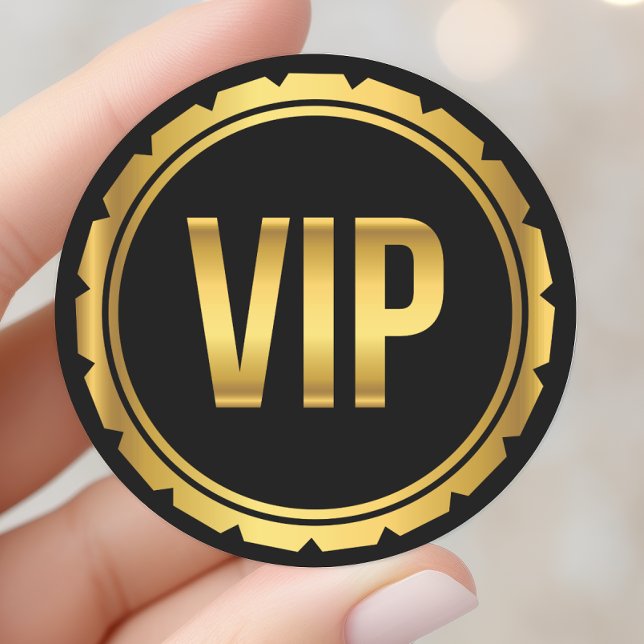 Sticker Rond Pass VIP Party Circle Or et Noir (Créateur téléchargé)