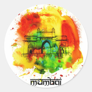 Sticker Rond passage de Mumbai des aquarelles lumineuses de
