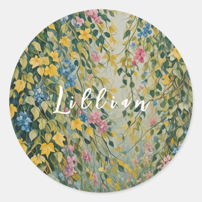 Sticker Rond Passage enchanté : Jardin secret Pastel (Devant)
