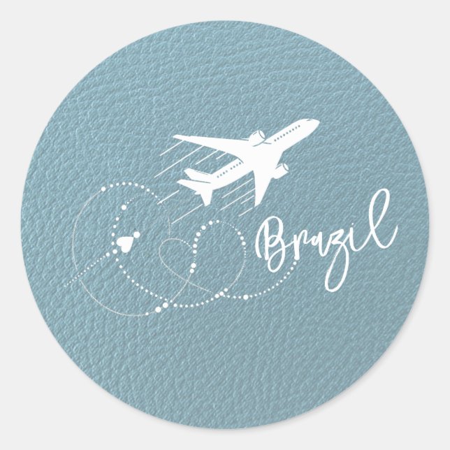 Sticker Rond Passeport Brésil bleu ardoise (Devant)