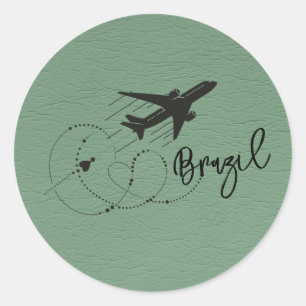 Sticker Rond Passeport Brésil Vert