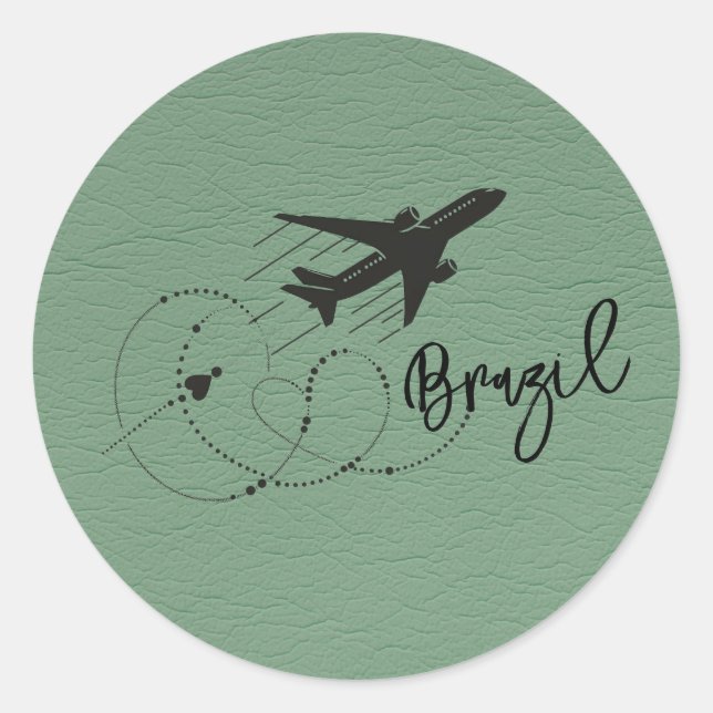 Sticker Rond Passeport Brésil Vert (Devant)