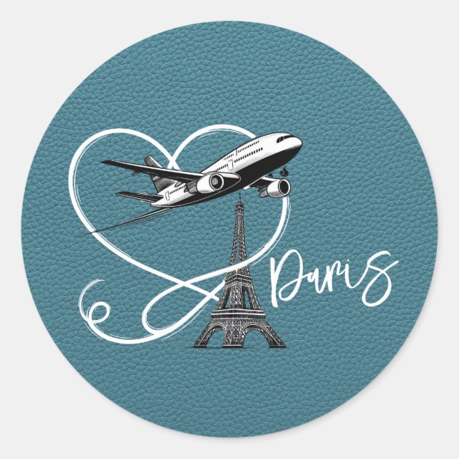 Sticker Rond Passeport Cyan Paris (Devant)