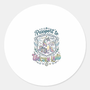 Sticker Rond Passeport de Licorne pour la Terre de Licorne Fond