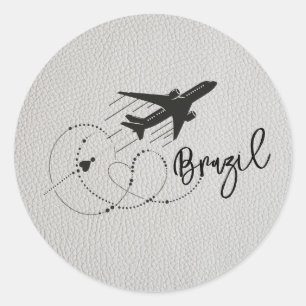 Sticker Rond Passeport du Brésil blanc