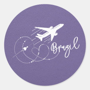 Sticker Rond Passeport du Brésil Lilac