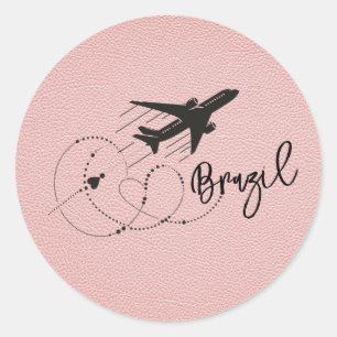 Sticker Rond Passeport du Brésil rose