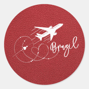 Sticker Rond Passeport du Brésil Rouge