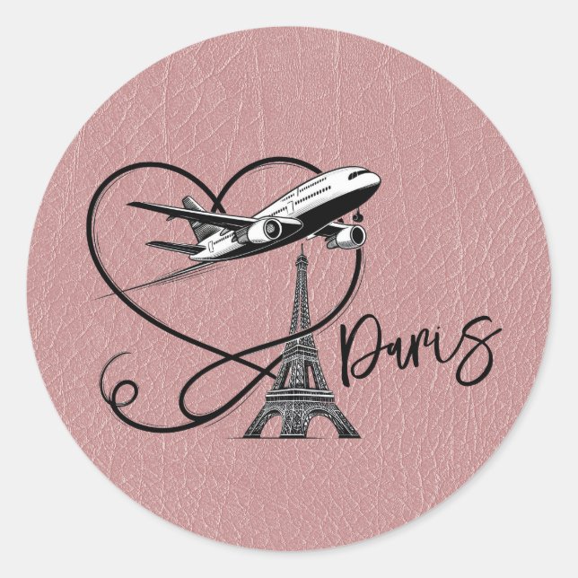 Sticker Rond Passeport Dusty Rose Paris (Devant)