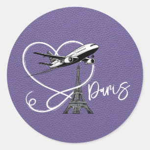 Sticker Rond Passeport Lilac Paris