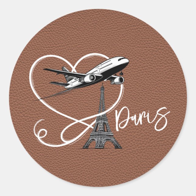 Sticker Rond Passeport Paris Brown (Devant)