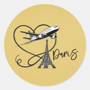 Sticker Rond Passeport Paris Jaune
