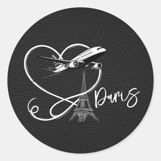 Sticker Rond Passeport Paris Noir (Devant)