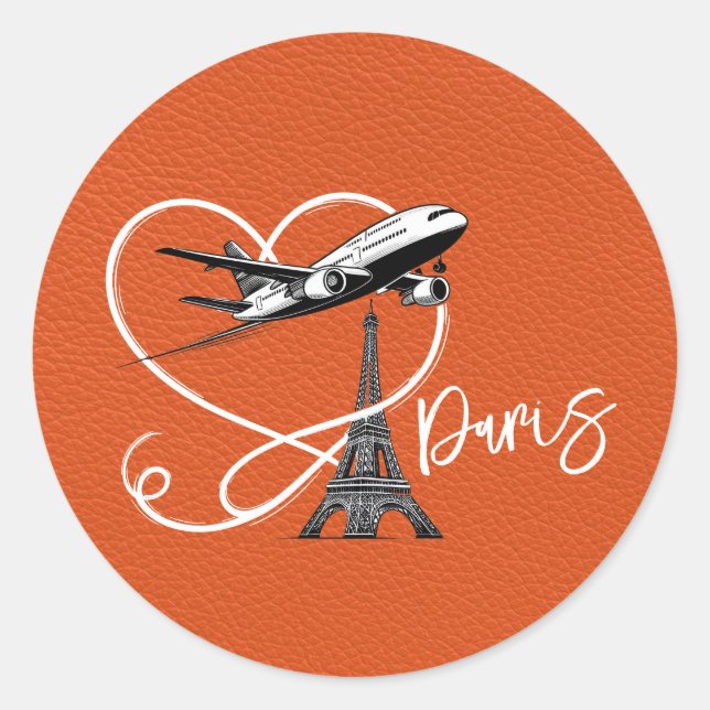 Sticker Rond Passeport Paris Orange (Devant)