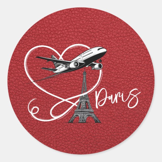 Sticker Rond Passeport Paris Rouge (Devant)