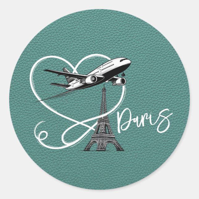 Sticker Rond Passeport Paris Turquoise (Devant)