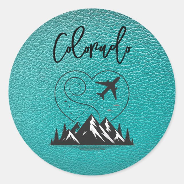 Sticker Rond Passeport turquoise du Colorado (Devant)