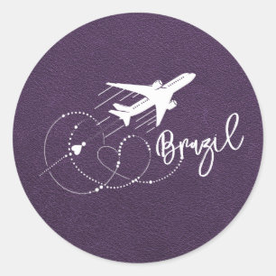 Sticker Rond Passeport Violet Brésil