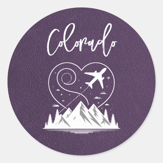 Sticker Rond Passeport Violet Colorado (Devant)