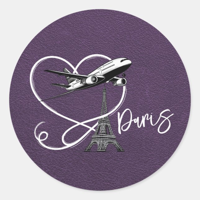 Sticker Rond Passeport Violet Paris (Devant)