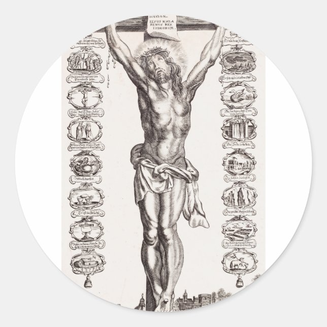 Sticker Rond Passion de Jésus crucifixion du Christ (Devant)