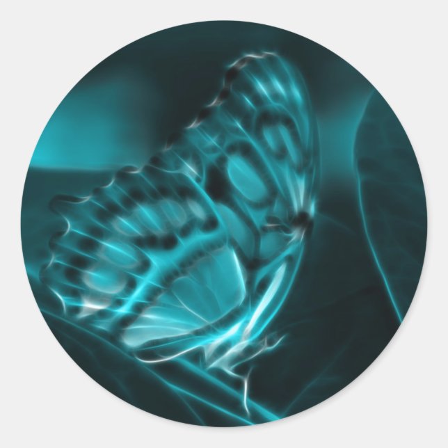 Sticker Rond Passion de minuit, Baisers à papillon bleu (Devant)