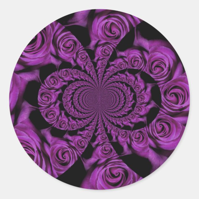 Sticker Rond Passion violette : Royal Romance Roses (Devant)