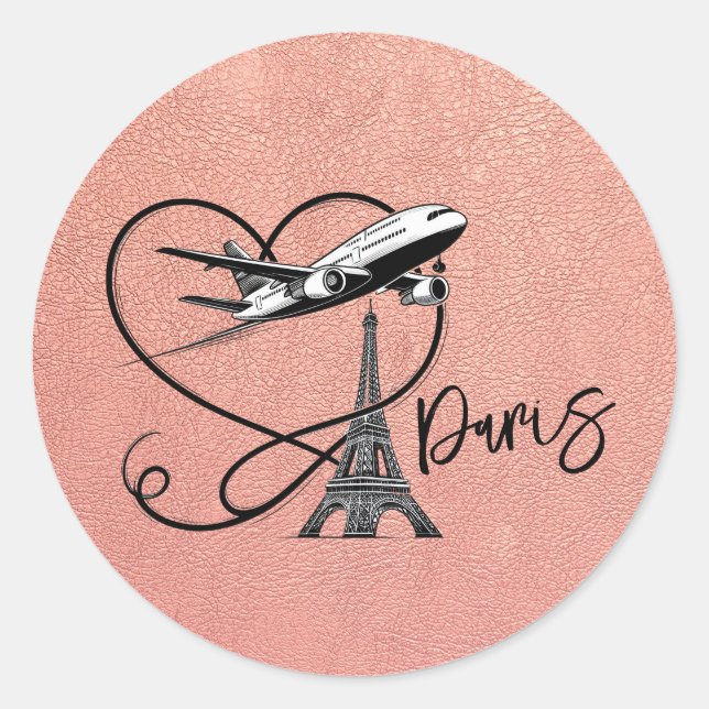 Sticker Rond Passport rose Gold Paris (Devant)