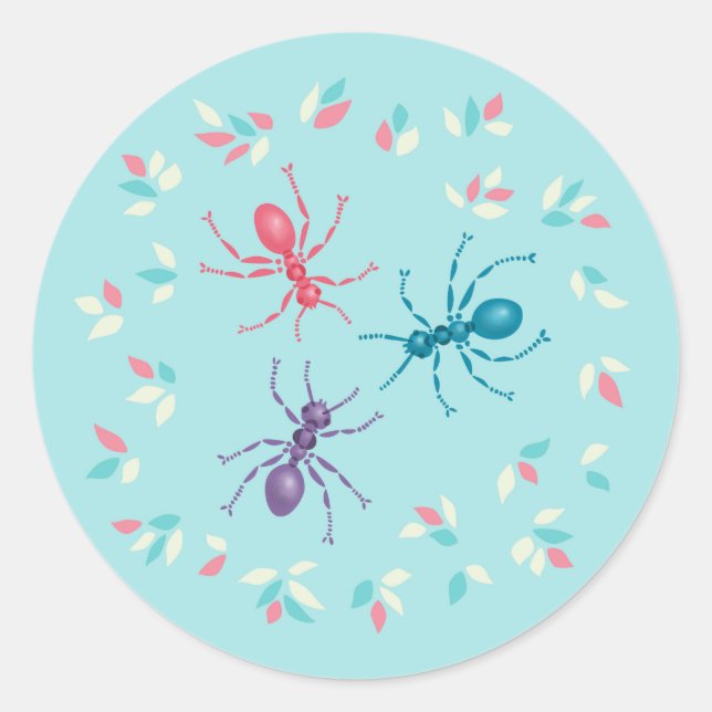 Sticker Rond Pastel Ants Insect Lover (Devant)
