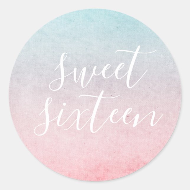 Sticker Rond Pastel Aquarelle Elégant Sweet sixteen Aqua (Devant)