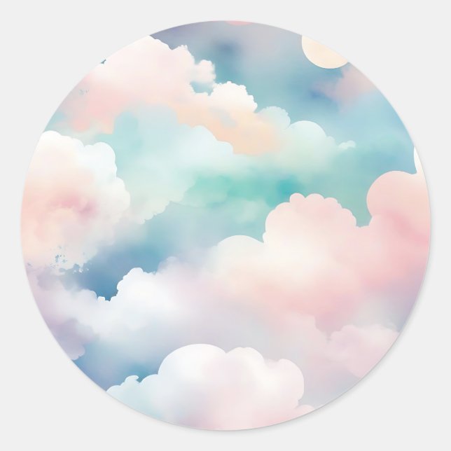 Sticker Rond Pastel Aquarelle Motif (Devant)